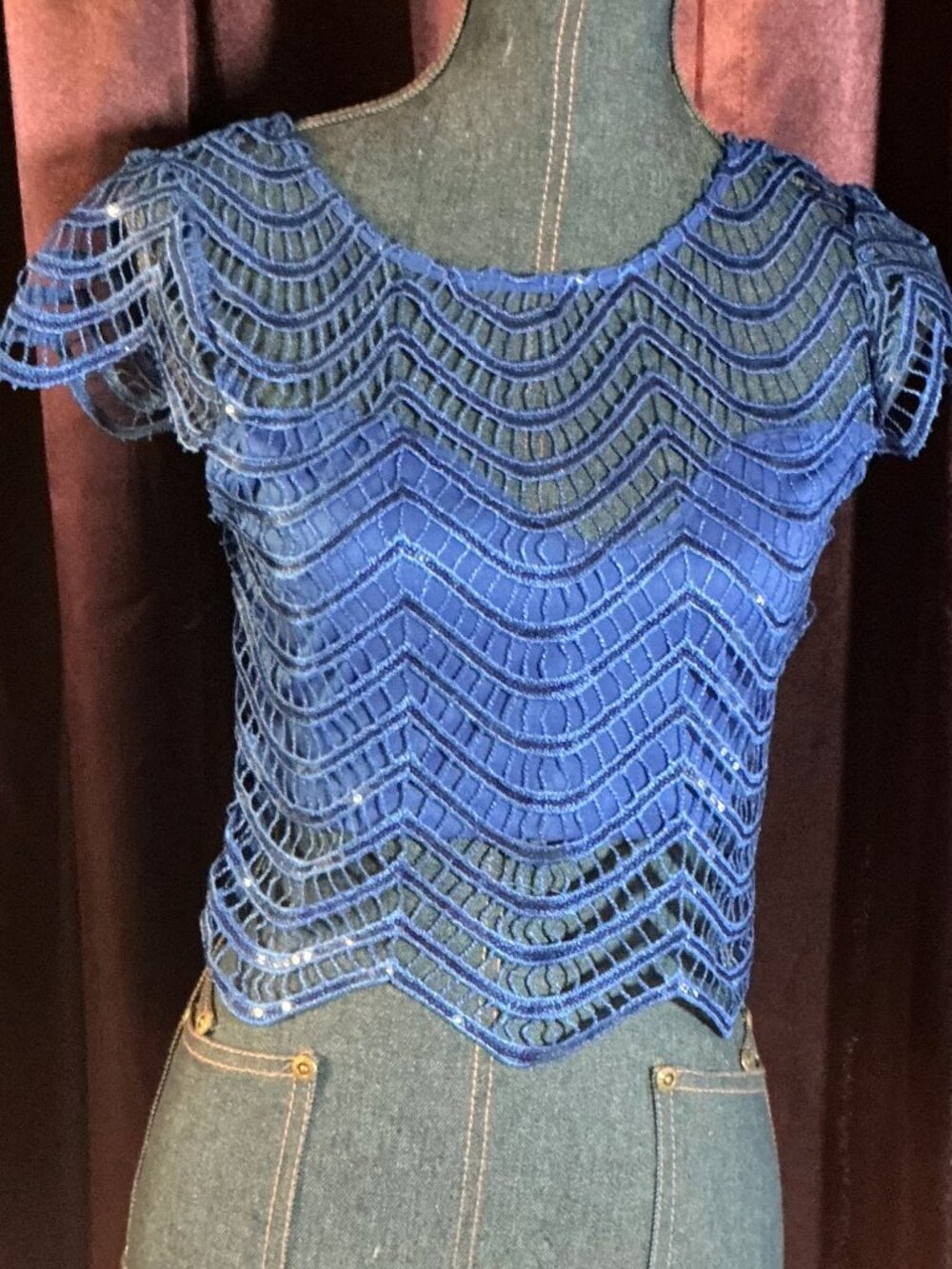 ROYAL BLUE SEQUIN TOP - Size Medium - New